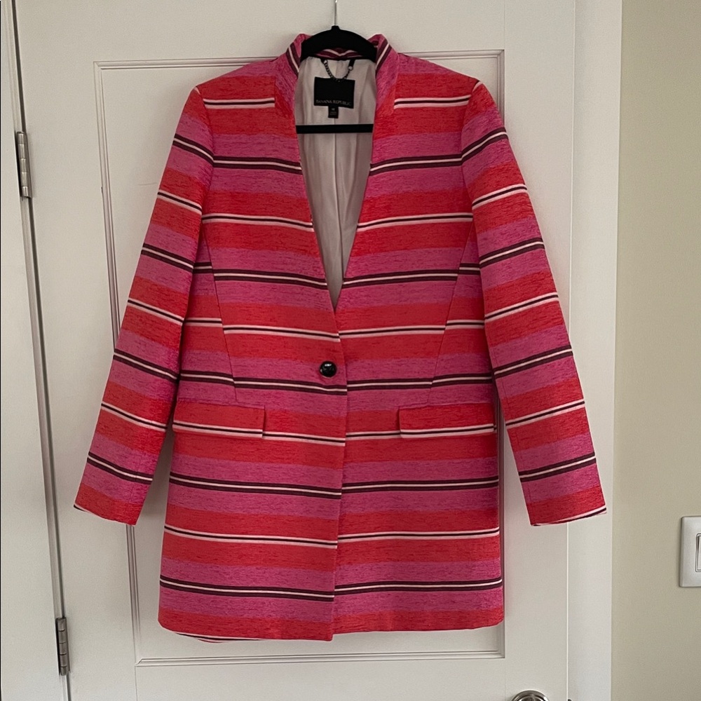 Banana Republic Vibrant Pink Striped Blazer